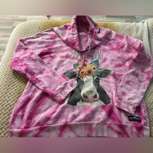 Simply Southern Pink Tie-Dye Women’s Cowl Neck pullover sweatshirt XL
